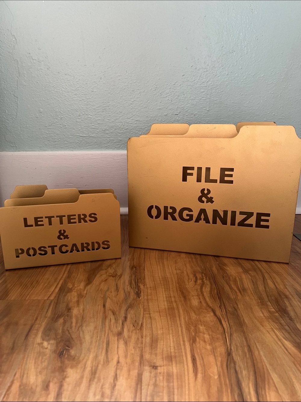 Cost Plus World Market Gold Metal File & Letters Desktop Organizers - Set of 2